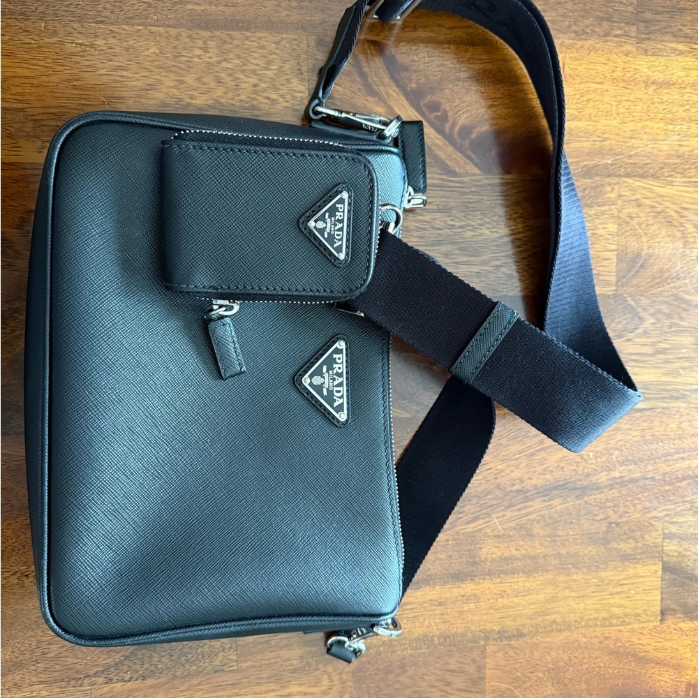 Prada Black Messenger Bag with Adjustable Strap